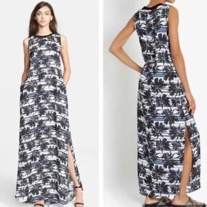 L'AGENCE  Palm Leaf Print T-Shirt Maxi Dress, Excellent Condition